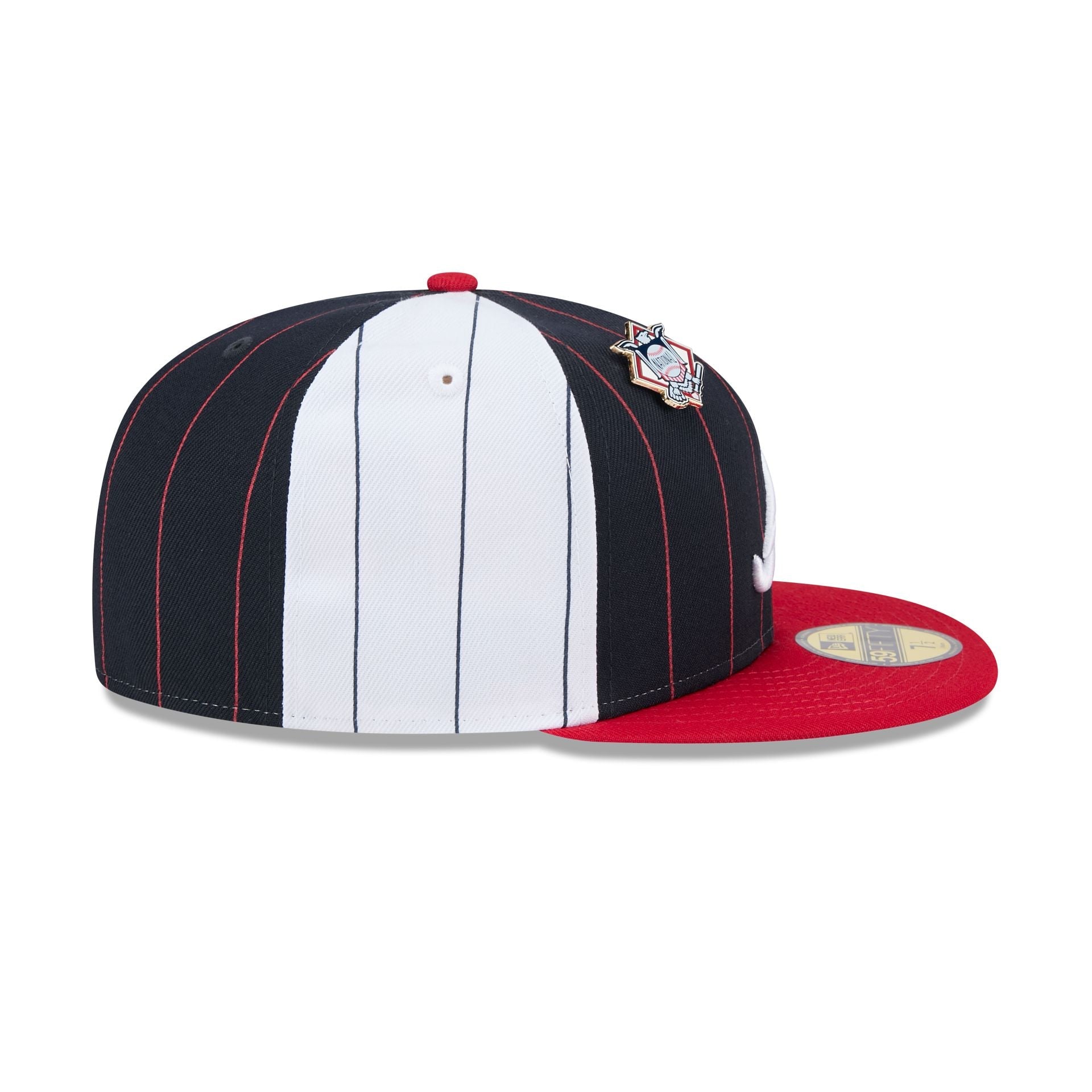 Atlanta Braves Pinstripe League Pin 59FIFTY Fitted Hat