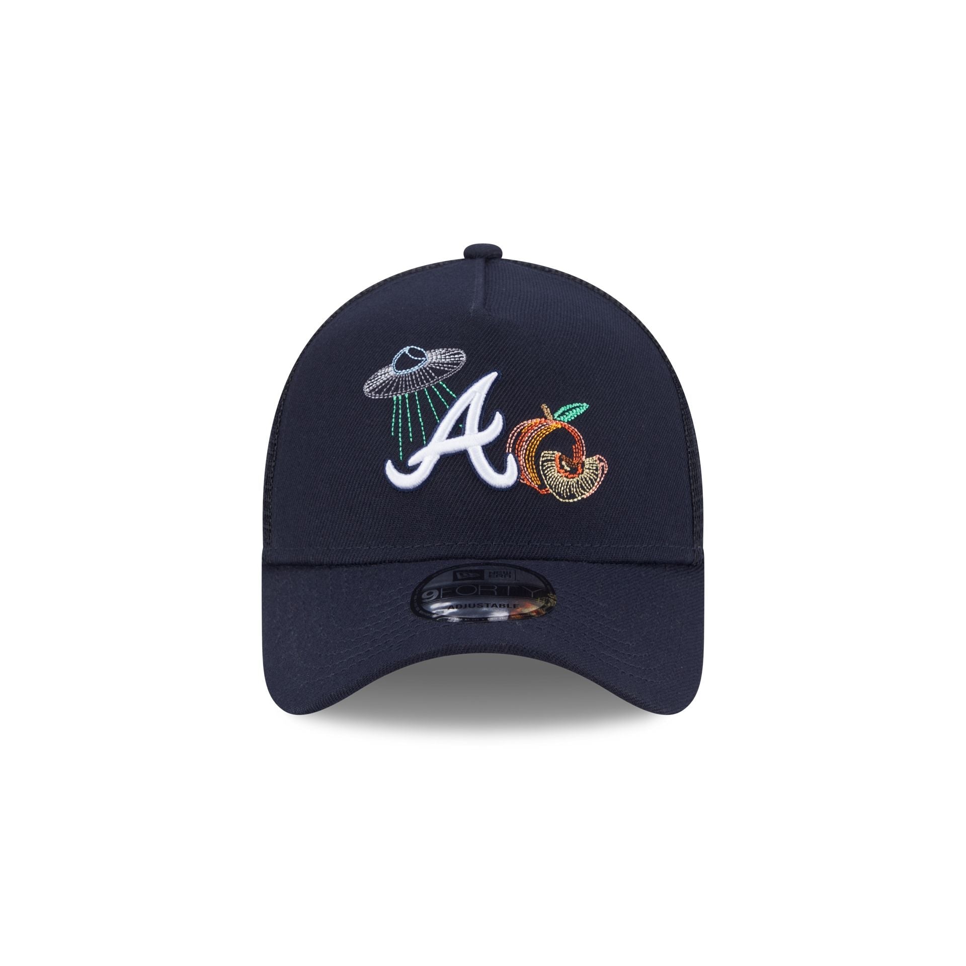 Atlanta Braves State Stitch 9FORTY A-Frame Trucker Hat