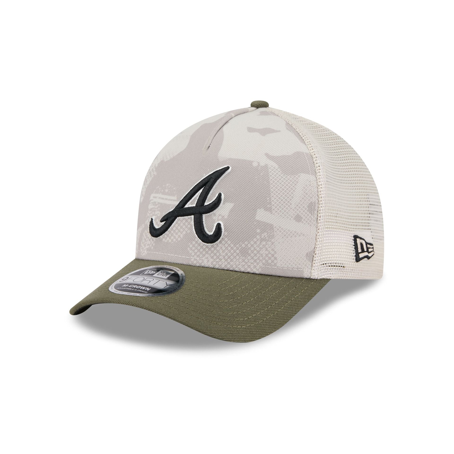 Atlanta Braves Armed Forces Day 2025 9FORTY M-Crown A-Frame Trucker Hat