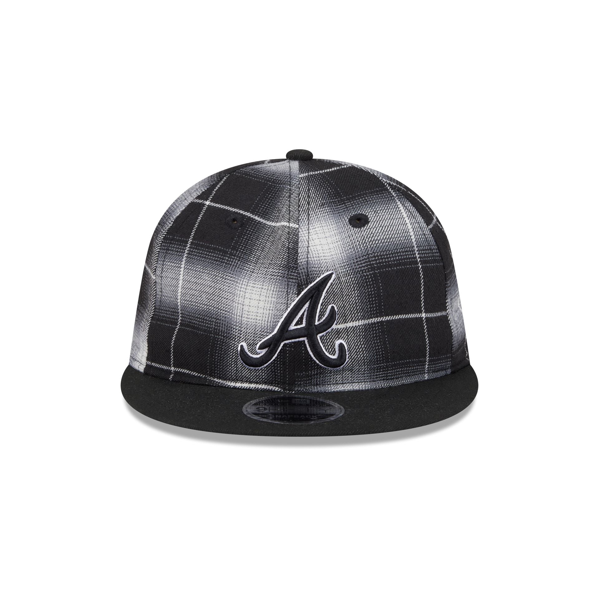 Atlanta Braves Black and White Plaid Retro Crown 9FIFTY Snapback Hat