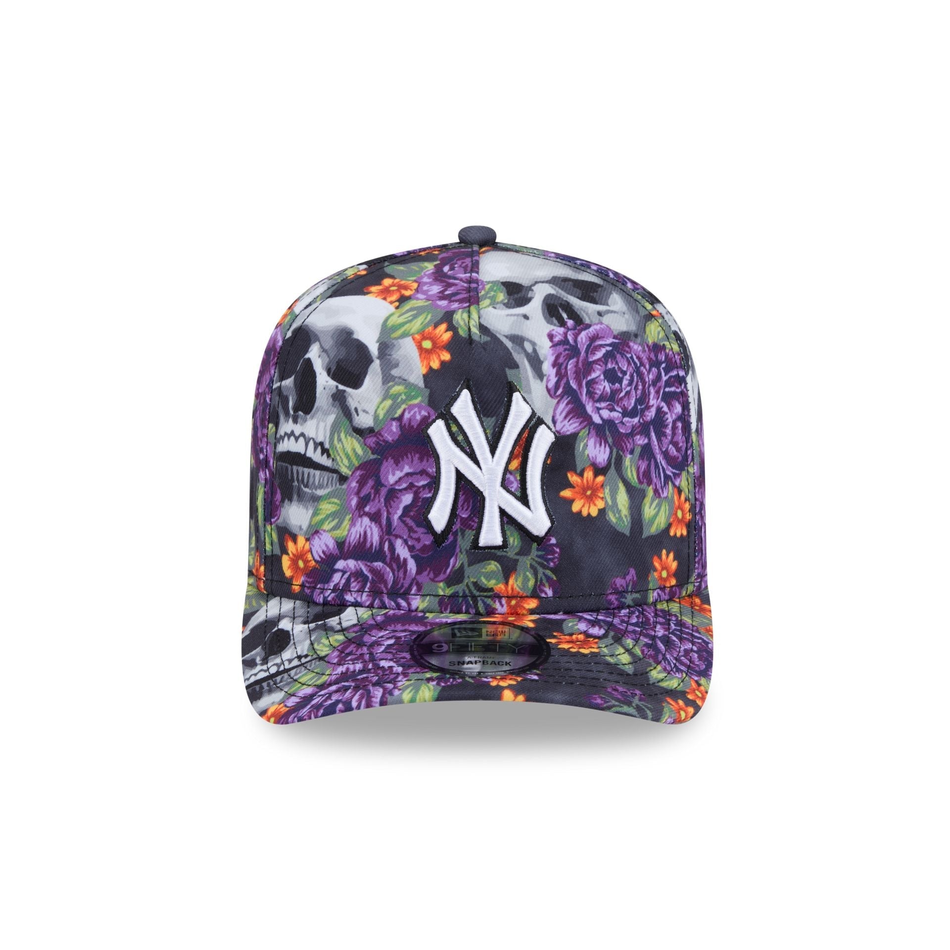 New York Yankees Day of the Dead Skull & Roses 9FIFTY A-Frame Snapback