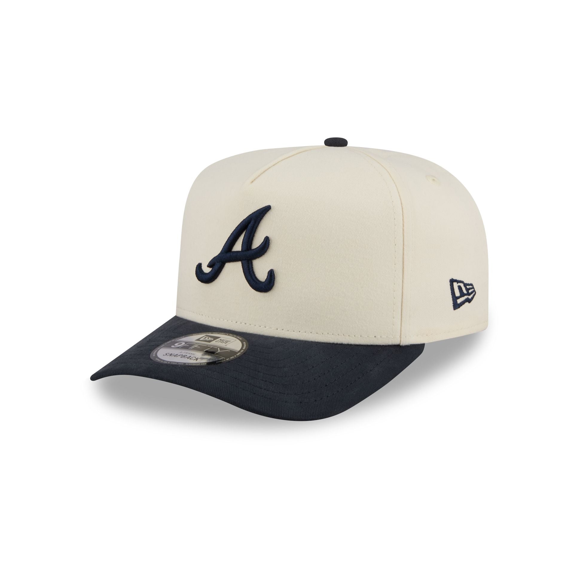 Atlanta Braves Cotton Brush Chrome Pre-Curve 9FIFTY A-Frame Snapback Hat