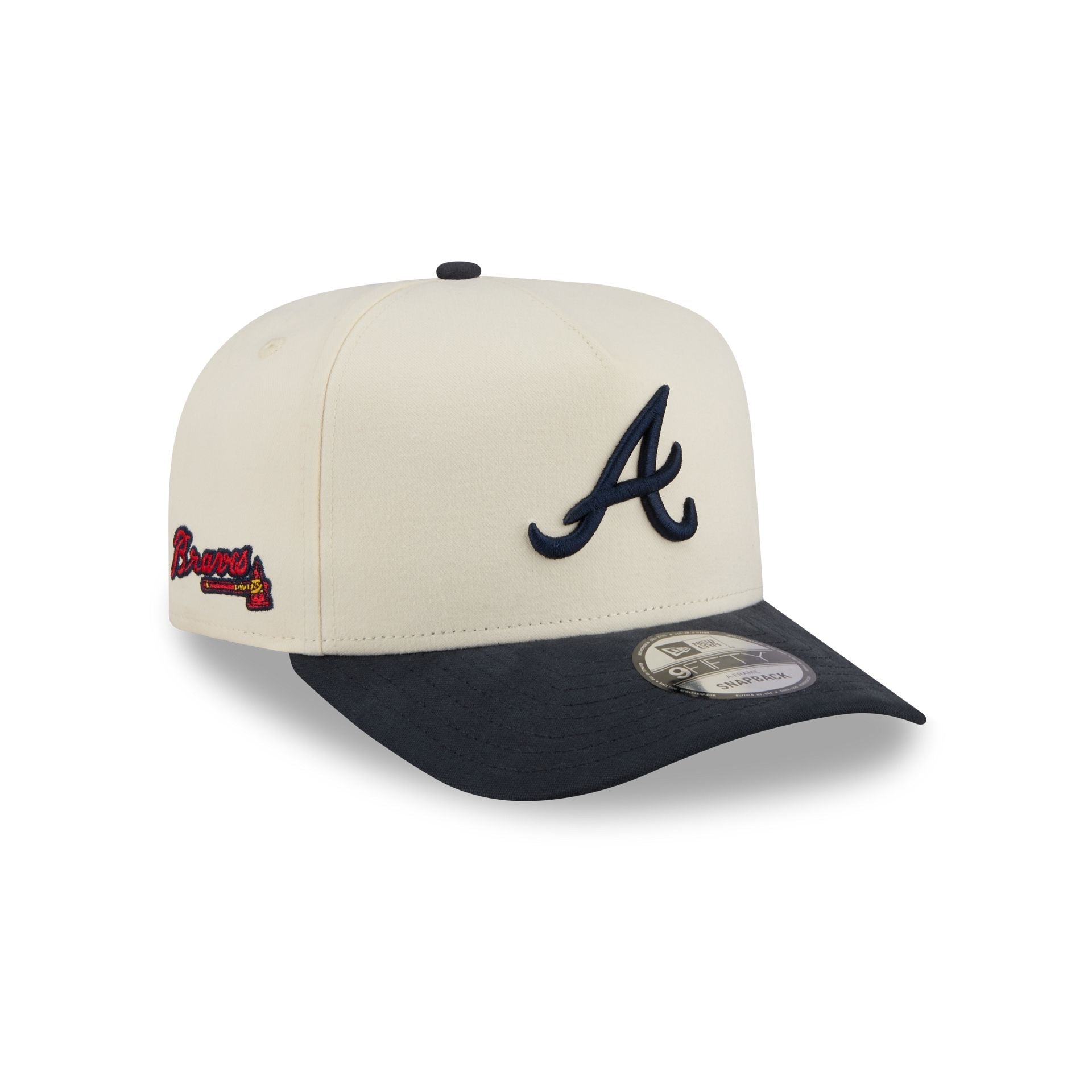 Atlanta Braves Cotton Brush Chrome Pre-Curve 9FIFTY A-Frame Snapback Hat