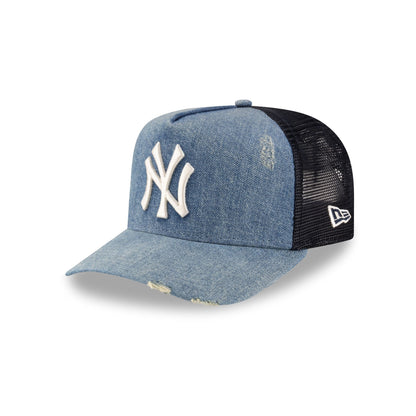 New York Yankees Distressed Light Denim 9FORTY A-Frame Trucker Hat