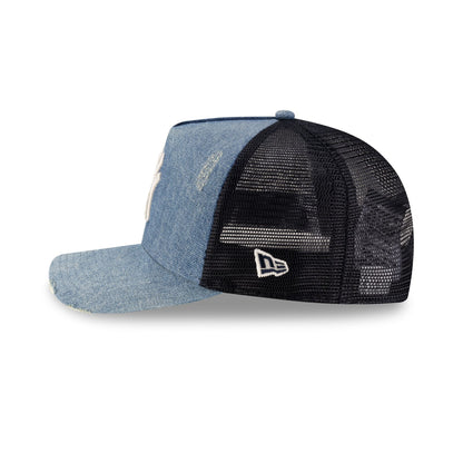 New York Yankees Distressed Light Denim 9FORTY A-Frame Trucker Hat