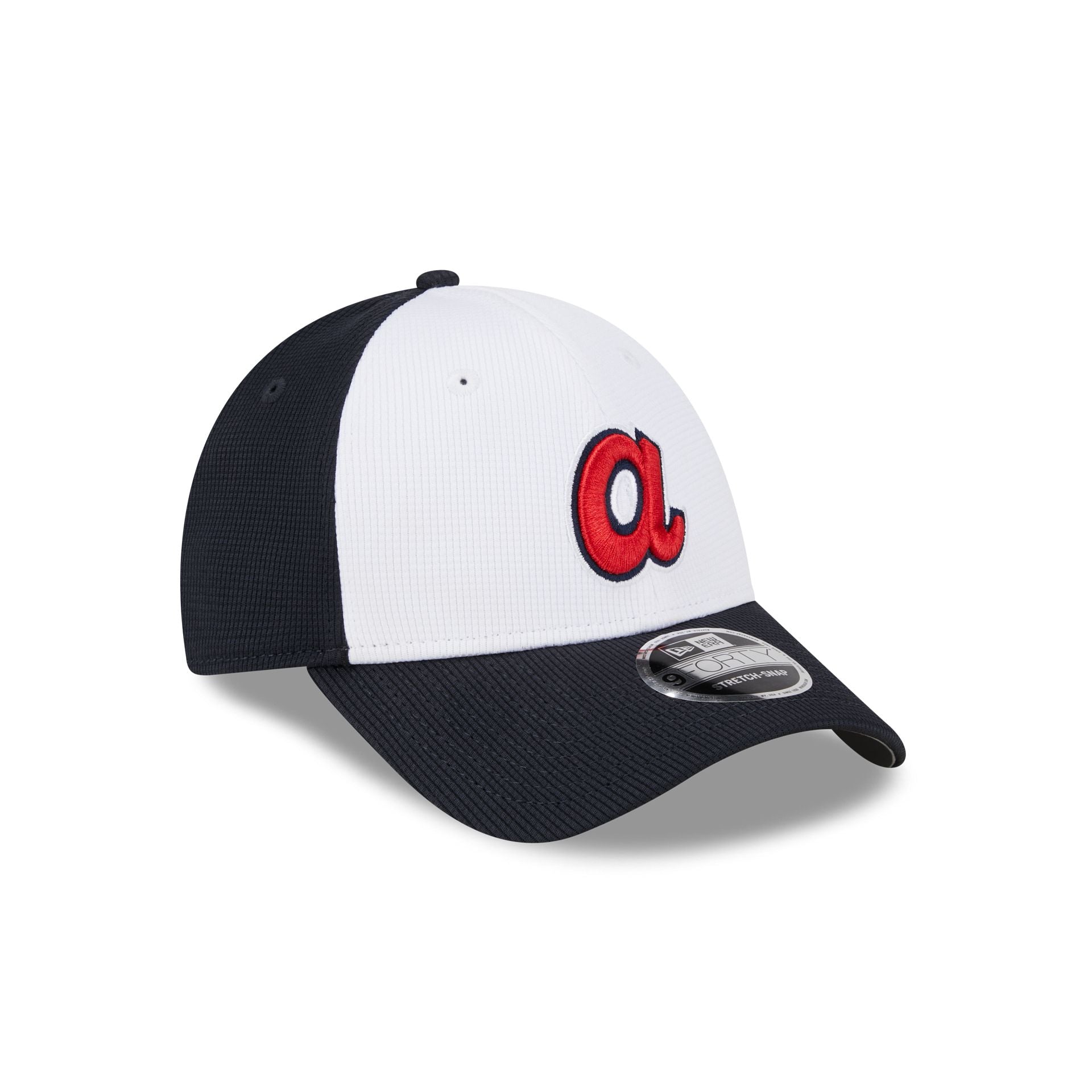 Atlanta Braves 2025 Batting Practice White 9FORTY Stretch-Snap Hat