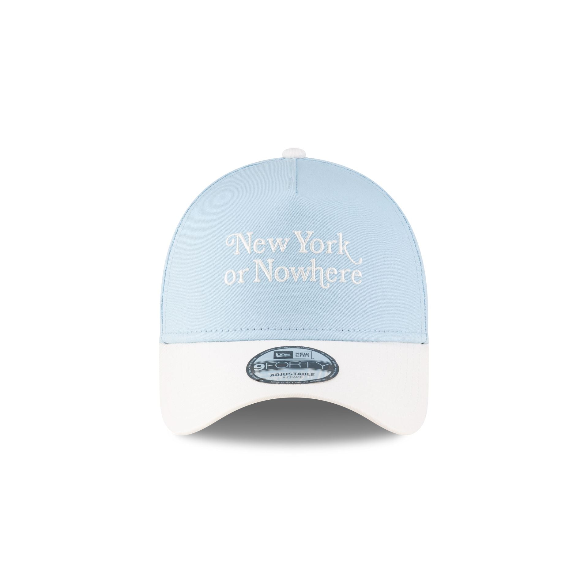 New York or Nowhere x New York Yankees Blue Wordmark 9FORTY A-Frame Snapback Hat