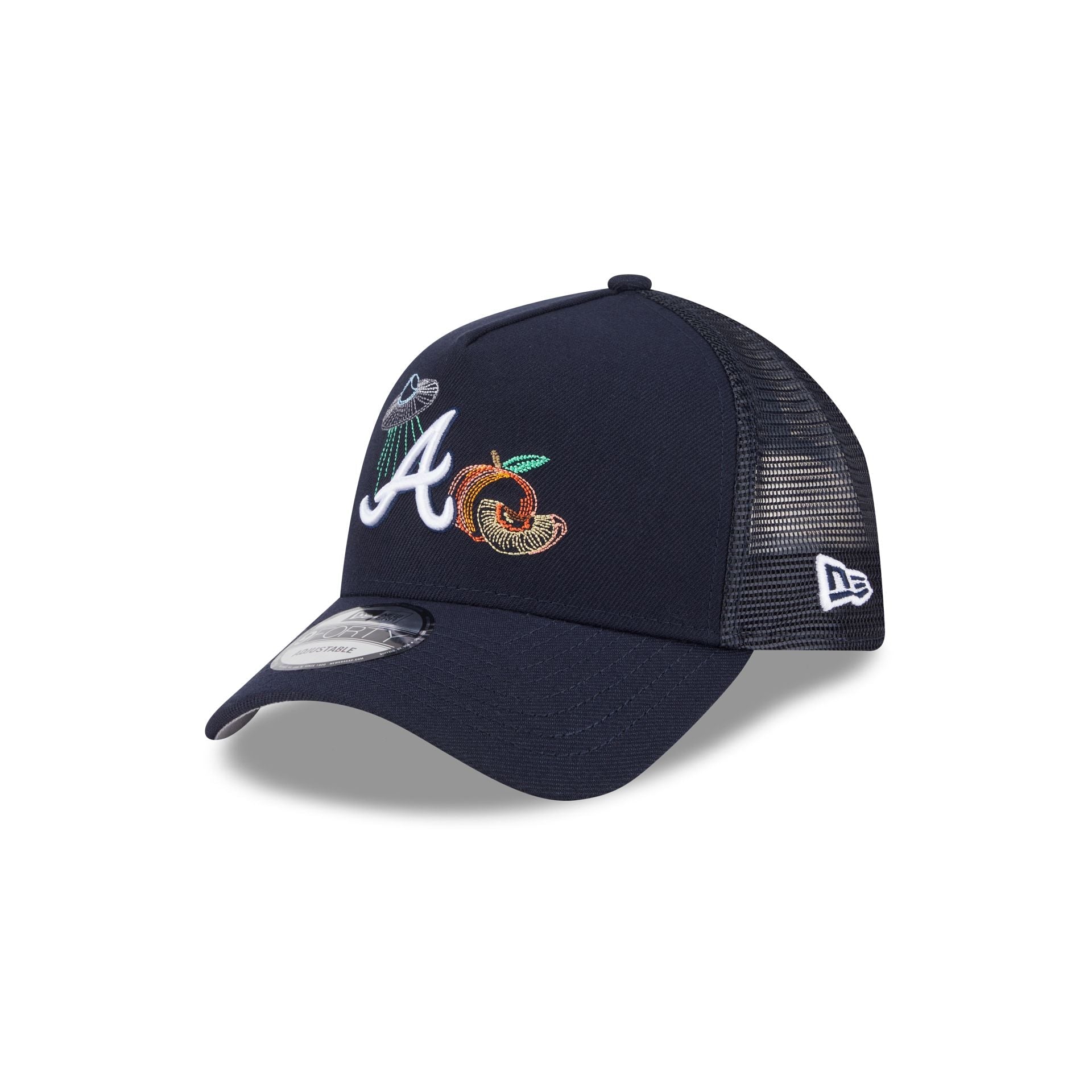 Atlanta Braves State Stitch 9FORTY A-Frame Trucker Hat