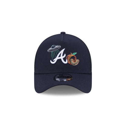 Atlanta Braves State Stitch 9FORTY A-Frame Trucker Hat