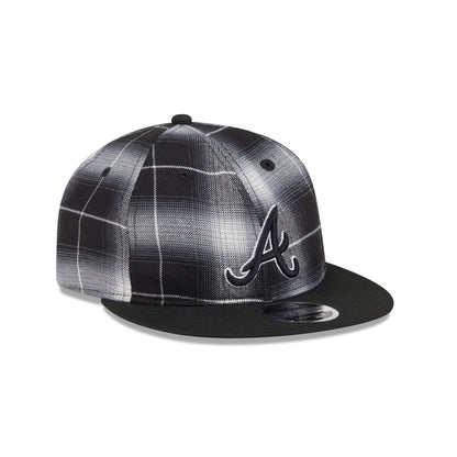 Atlanta Braves Black and White Plaid Retro Crown 9FIFTY Snapback Hat