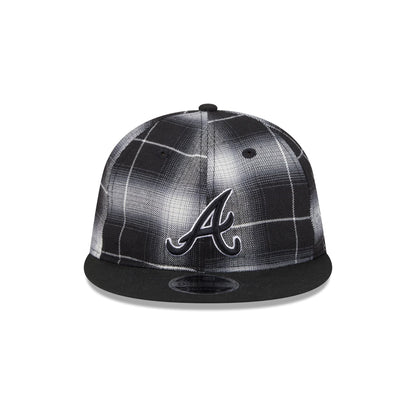 Atlanta Braves Black and White Plaid Retro Crown 9FIFTY Snapback Hat