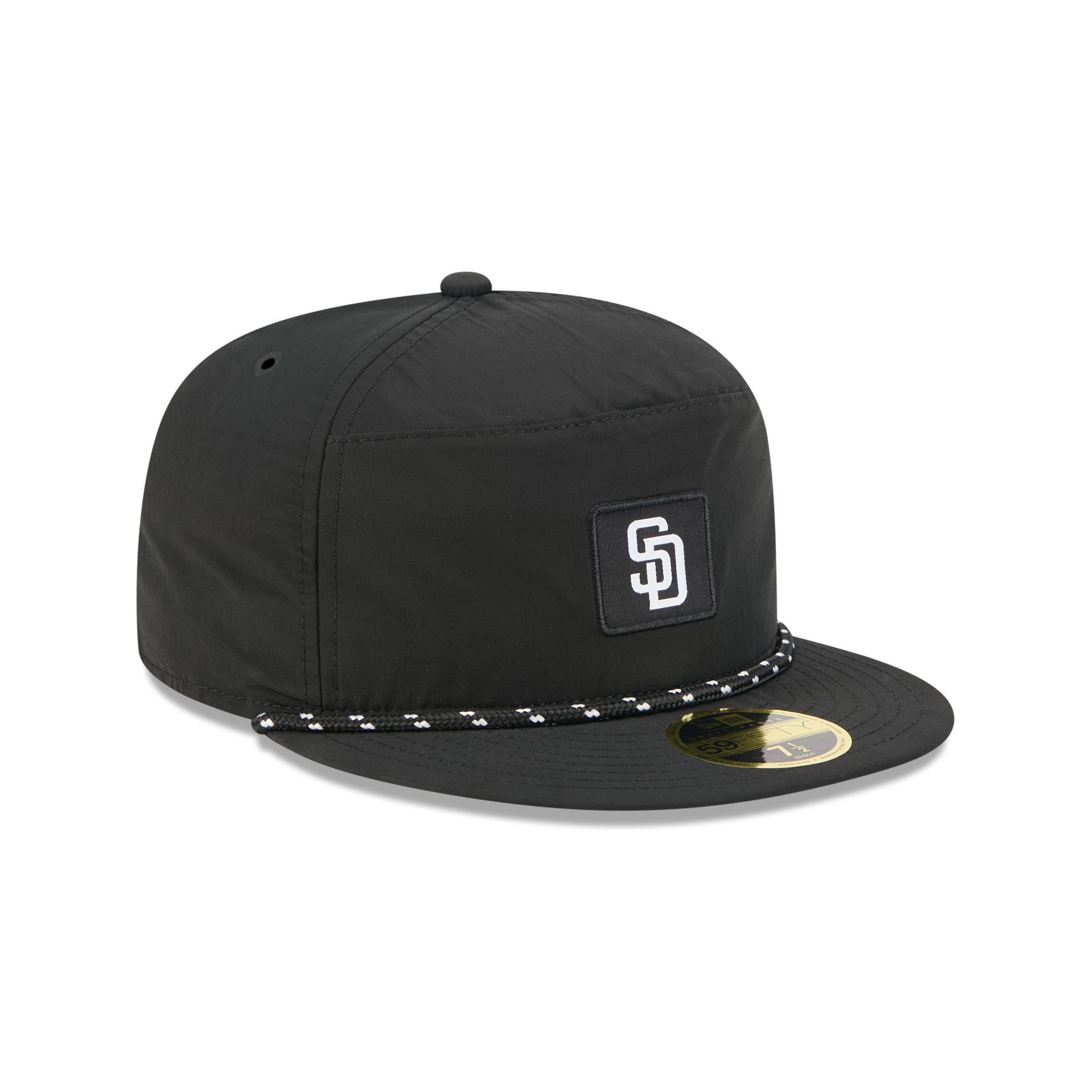 San Diego Padres Black Poly Rope Split Panel 59FIFTY Fitted Hat