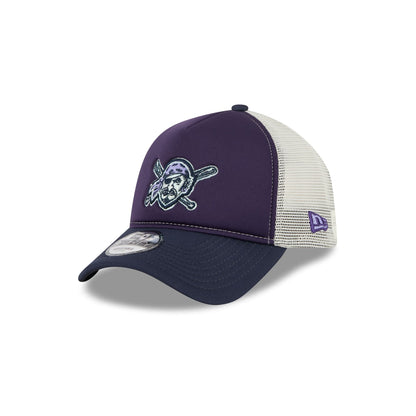 Pittsburgh Pirates Navy Purple 9FORTY A-Frame Trucker Hat