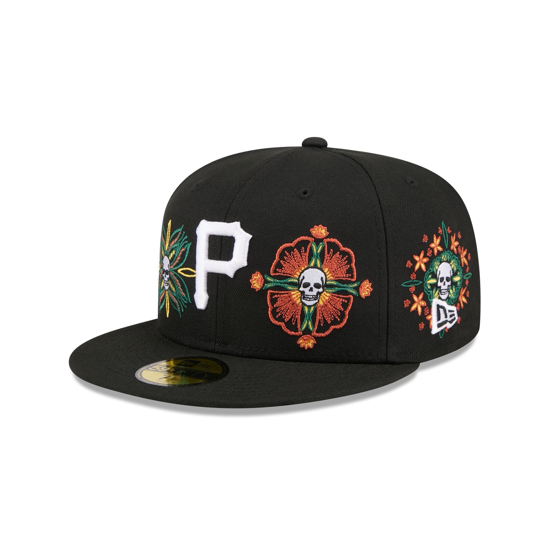 Pittsburgh Pirates Day of the Dead Skull & Flowers 59FIFTY Fitted Hat