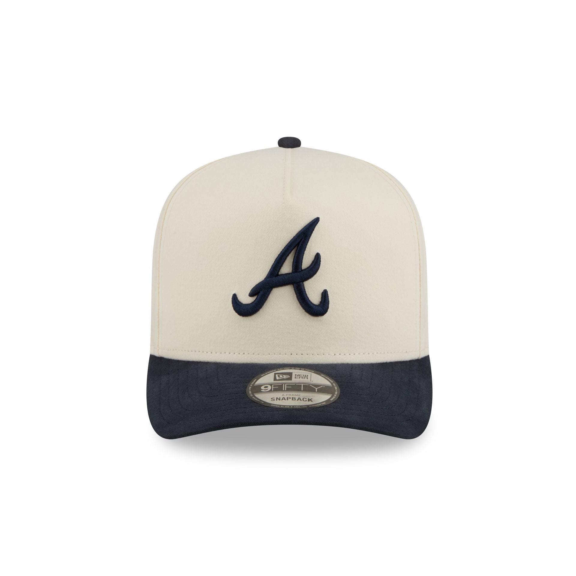 Atlanta Braves Cotton Brush Chrome Pre-Curve 9FIFTY A-Frame Snapback Hat