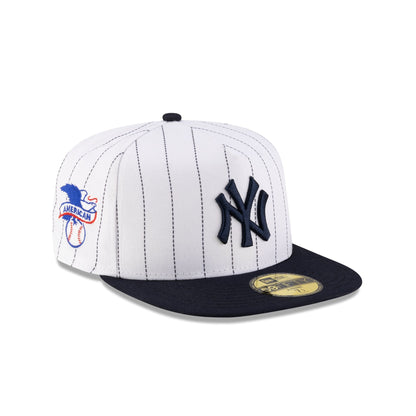 Just Caps League Sidepatch Pinstripe New York Yankees 59FIFTY A-Frame Fitted Hat